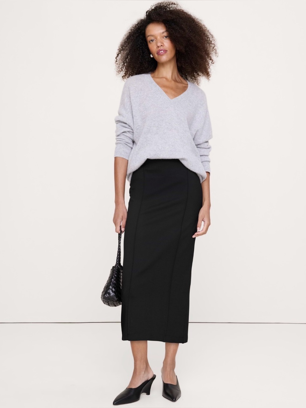 NWT Banana Republic Ponte Pintuck Pencil Black Skirt Sz Large